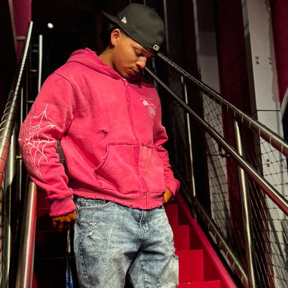Pink Acid Wash Hoodie